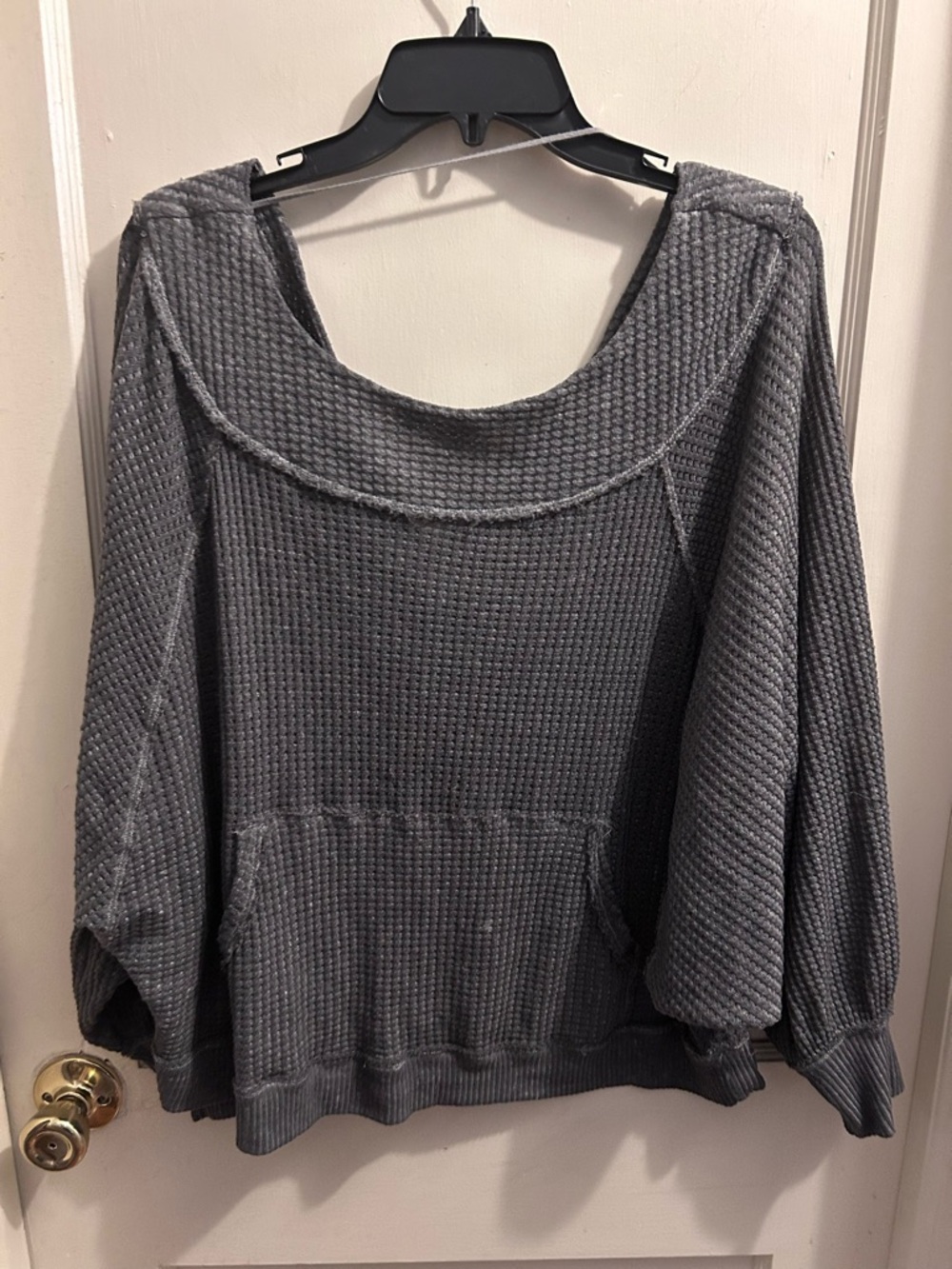 Free People We The Free Westend Thermal Top‎ sage green medium waffle knit